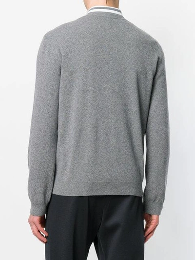 Shop Valentino Vltn Intarsia Sweater - Grey