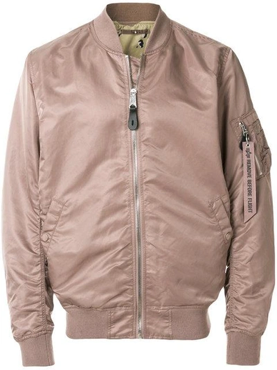 Shop Alpha Industries Ruched Bomber Jacket In Neutrals