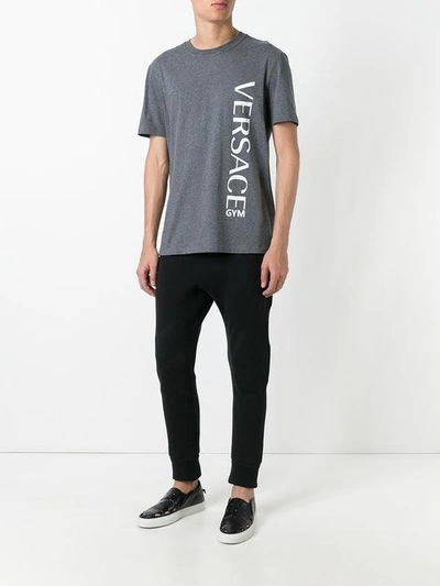 Shop Versace Gym Logo T-shirt - Grey