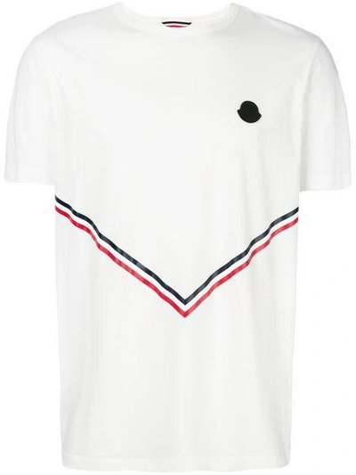 Shop Moncler Tri-colour Tape V T-shirt