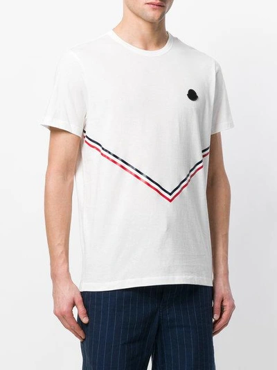Shop Moncler Tri-colour Tape V T-shirt