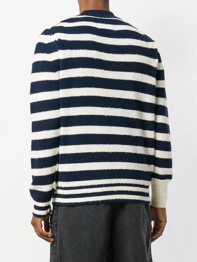 Shop Sacai Striped Mock Neck Sweater - Blue