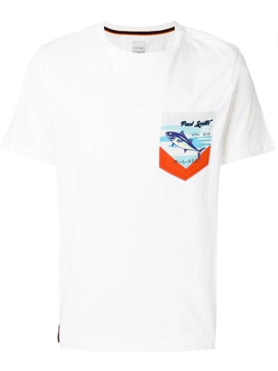 Shop Paul Smith Tuna Print Pocket T-shirt In White