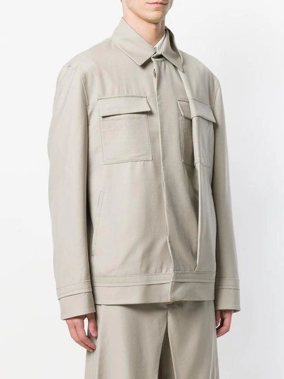 Shop Chalayan Military Style Fold Jacket In 614 Beige