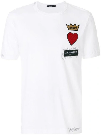 Dolce & Gabbana Dolce And Gabbana White Prince Patch T-shirt In W0800 White  | ModeSens