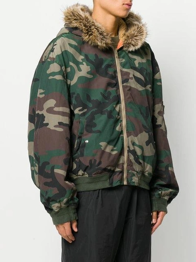 Shop Yeezy Season 5 Hooded Bomber Jacket In Green