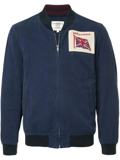 Shop Kent & Curwen Logo Patch Bomber Jacket In Blue