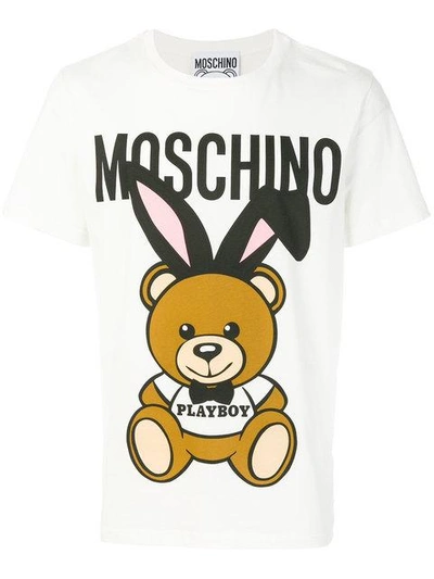 Shop Moschino Playboy Beat T-shirt In White