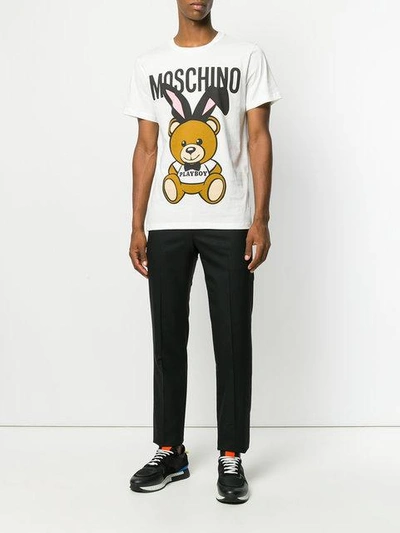 Shop Moschino Playboy Beat T-shirt In White