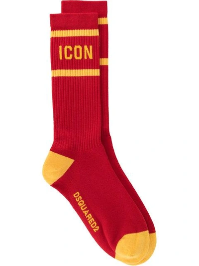 Shop Dsquared2 Icon Socks In Red