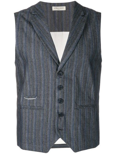 Shop Al Duca D'aosta 1902 Striped Fitted Waistcoat - Blue