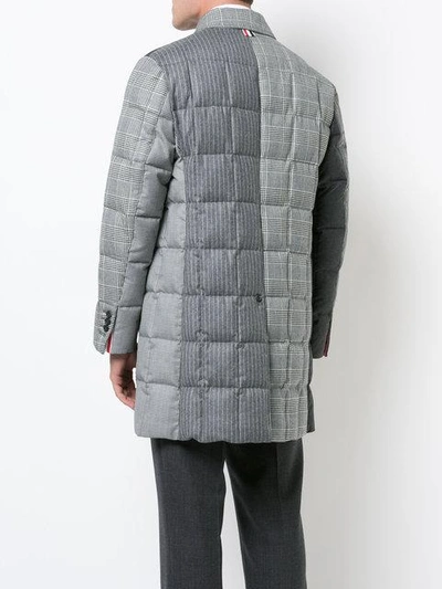 Shop Thom Browne Downfilled Classic Bal Collar Overcoat In Funmix In Prince Of Wales Heavy Wool In Black