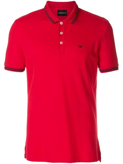 Shop Emporio Armani Short Sleeve Polo Shirt In Red