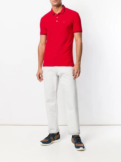 Shop Emporio Armani Short Sleeve Polo Shirt In Red