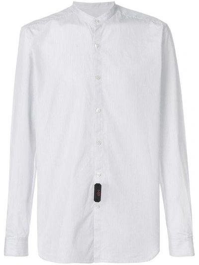 Shop Mp Massimo Piombo Mandarin Neck Striped Shirt In Grey