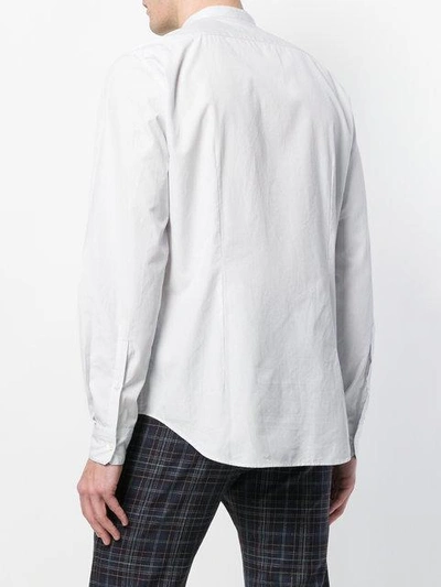 Shop Mp Massimo Piombo Mandarin Neck Striped Shirt In Grey
