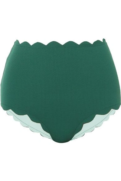 Shop Marysia Santa Monica Scalloped Bikini Briefs In Emerald