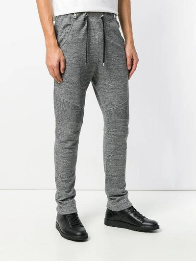 Shop Balmain Ribbed Trim Sweatpants In Grey