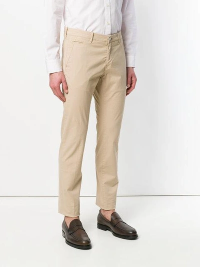 Shop Jacob Cohen Academy Slim Fit Trousers In Neutrals