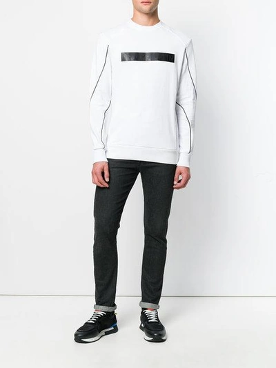 Shop Philipp Plein Branded Patch Sweatshirt - White