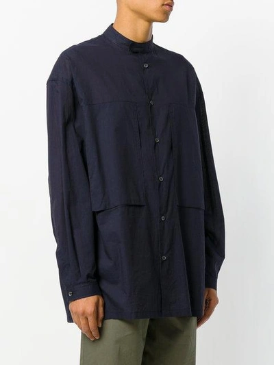 Shop E. Tautz Mandarin Collar Lineman Shirt In Blue
