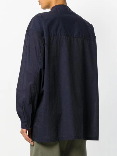 Shop E. Tautz Mandarin Collar Lineman Shirt In Blue
