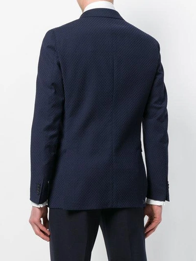 Shop Corneliani Micro-print Double-breasted Blazer - Blue