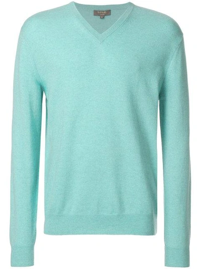 Shop N•peal V-neck Sweater In Green