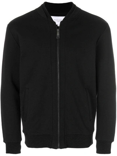 Shop Les Benjamins Front Zip Sweatshirt - Black