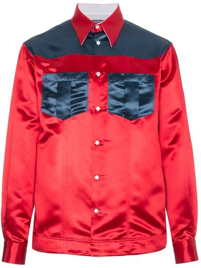 Shop Calvin Klein 205w39nyc Two Tone Satin Shirt In Red
