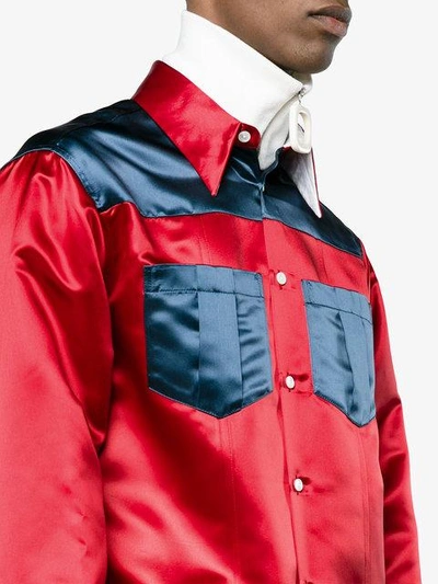 Shop Calvin Klein 205w39nyc Two Tone Satin Shirt In Red