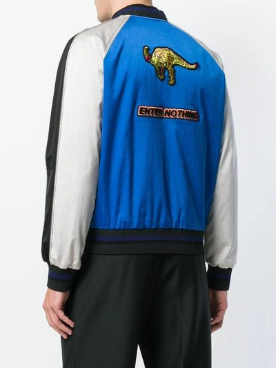 Shop Lanvin Varsity Dinosaur Bomber Jacket In Blue