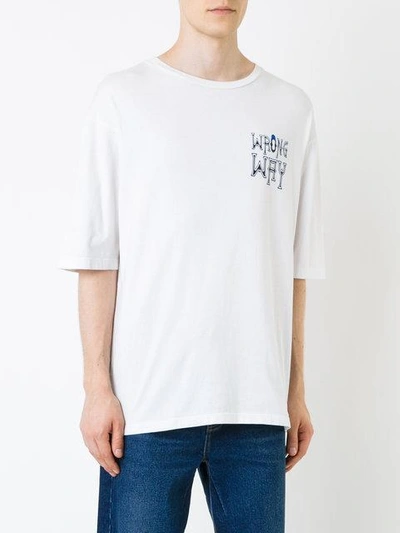 Shop Ex Infinitas Wrong Way T-shirt In White