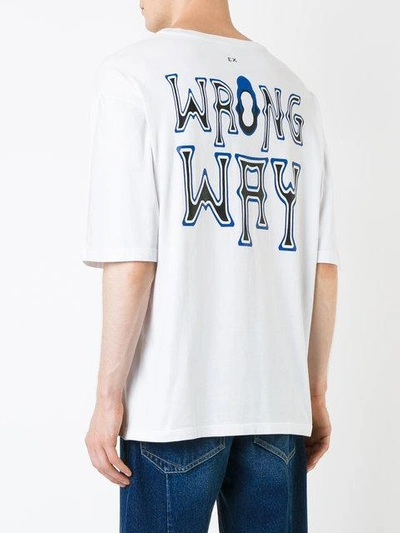 Shop Ex Infinitas Wrong Way T-shirt In White