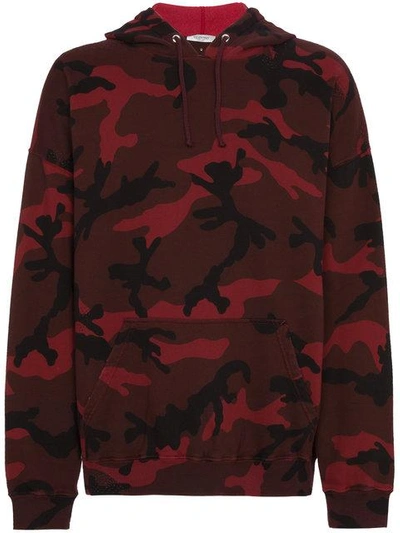 Shop Valentino Camouflage Printed Hoodie - Red