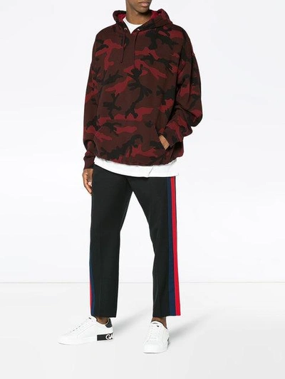 Shop Valentino Camouflage Printed Hoodie - Red