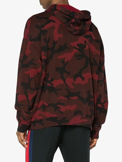 Shop Valentino Camouflage Printed Hoodie - Red