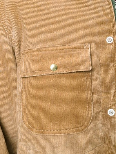 Shop Sacai Zipped Corduroy Shirt Jacket - Neutrals