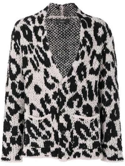 Shop Amiri Leopard Intarsia Cardigan - Black
