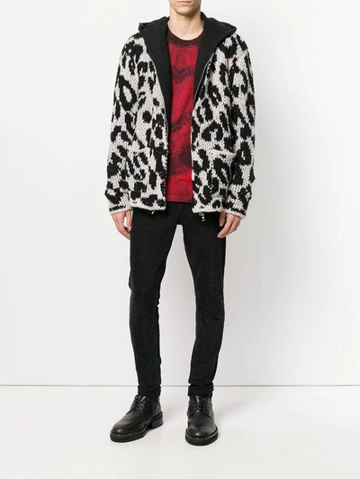 Shop Amiri Leopard Intarsia Cardigan - Black