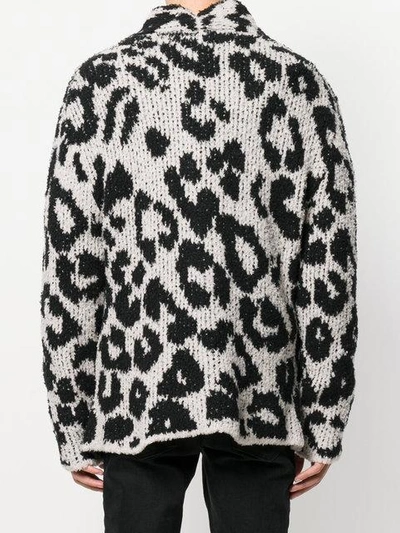 Shop Amiri Leopard Intarsia Cardigan - Black