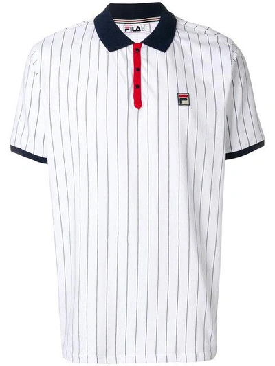 Fila White Line Striped Polo Shirt In White - White | ModeSens