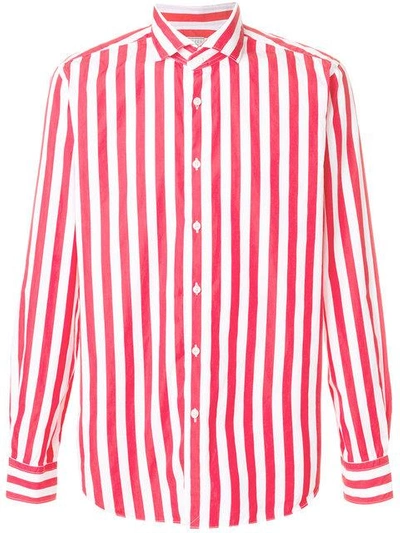 Shop Xacus Striped Shirt - Red