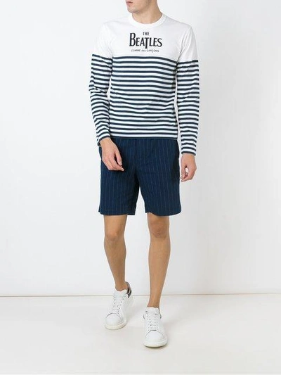 Comme Des Garçons Striped Longsleeved T In White