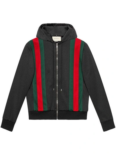 Shop Gucci Technical Jersey Bomber Jacket In 1060 Black/green/red