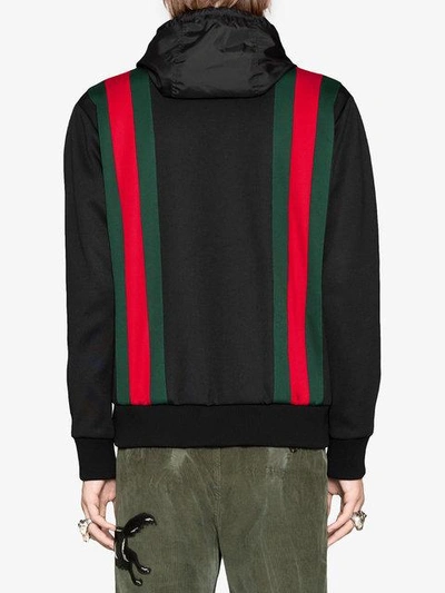 Shop Gucci Technical Jersey Bomber Jacket In 1060 Black/green/red