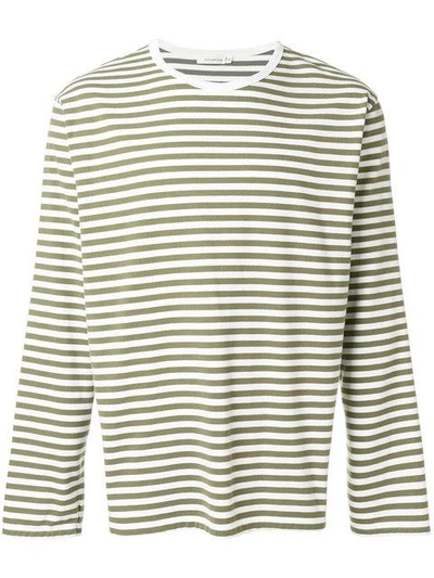 Shop Nanamica Striped Print Long Sleeve Top - White