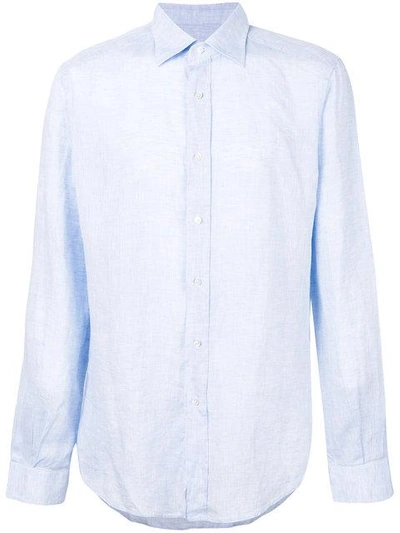 Shop Fashion Clinic Timeless Long-sleeve Linen Shirt In Blue