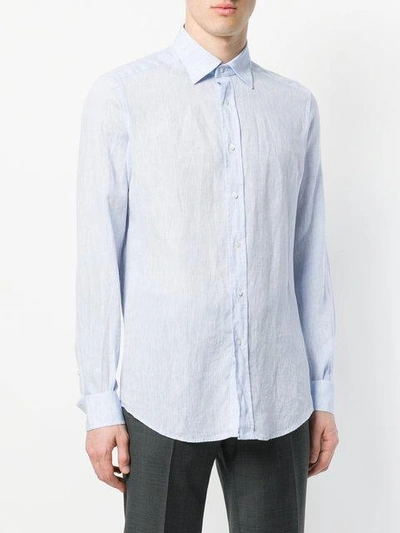 Shop Fashion Clinic Timeless Long-sleeve Linen Shirt In Blue