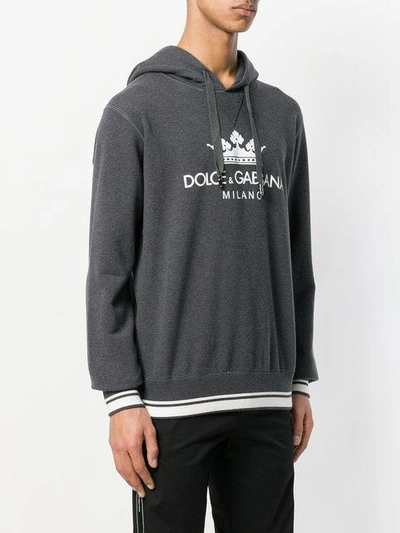 Shop Dolce & Gabbana Logo Print Hoodie - Grey